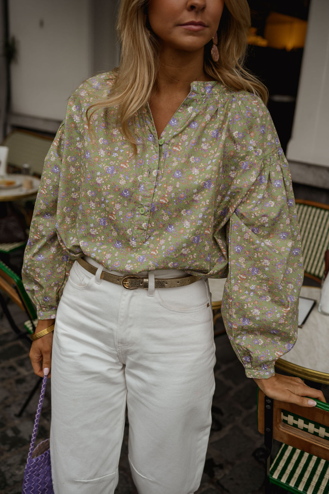 Blouse Cadence - verte à fleurs