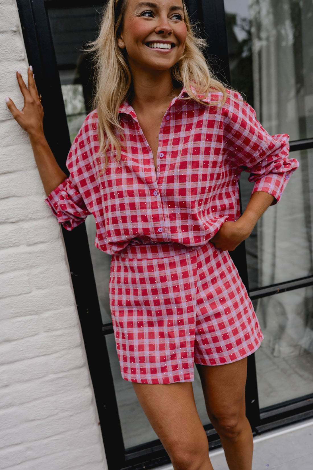 Chemise Dicki - rouge et mauve à carreaux