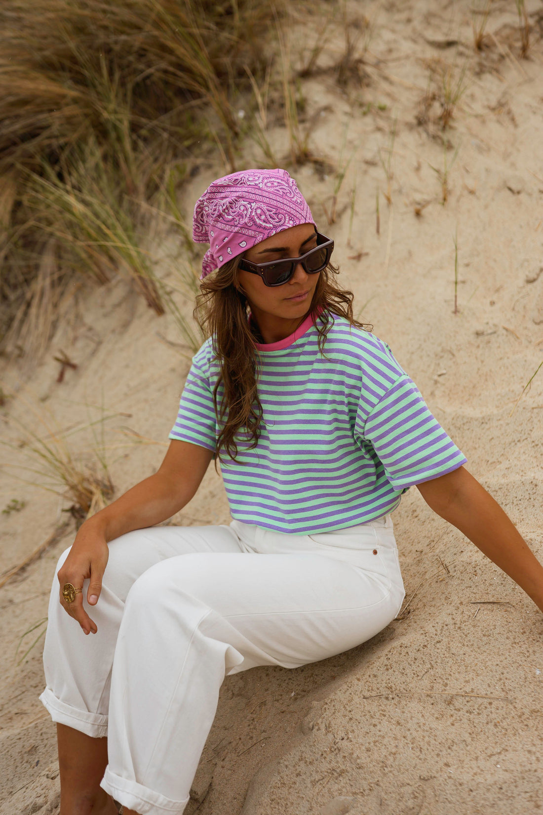 T-shirt Chloé - vert et mauve