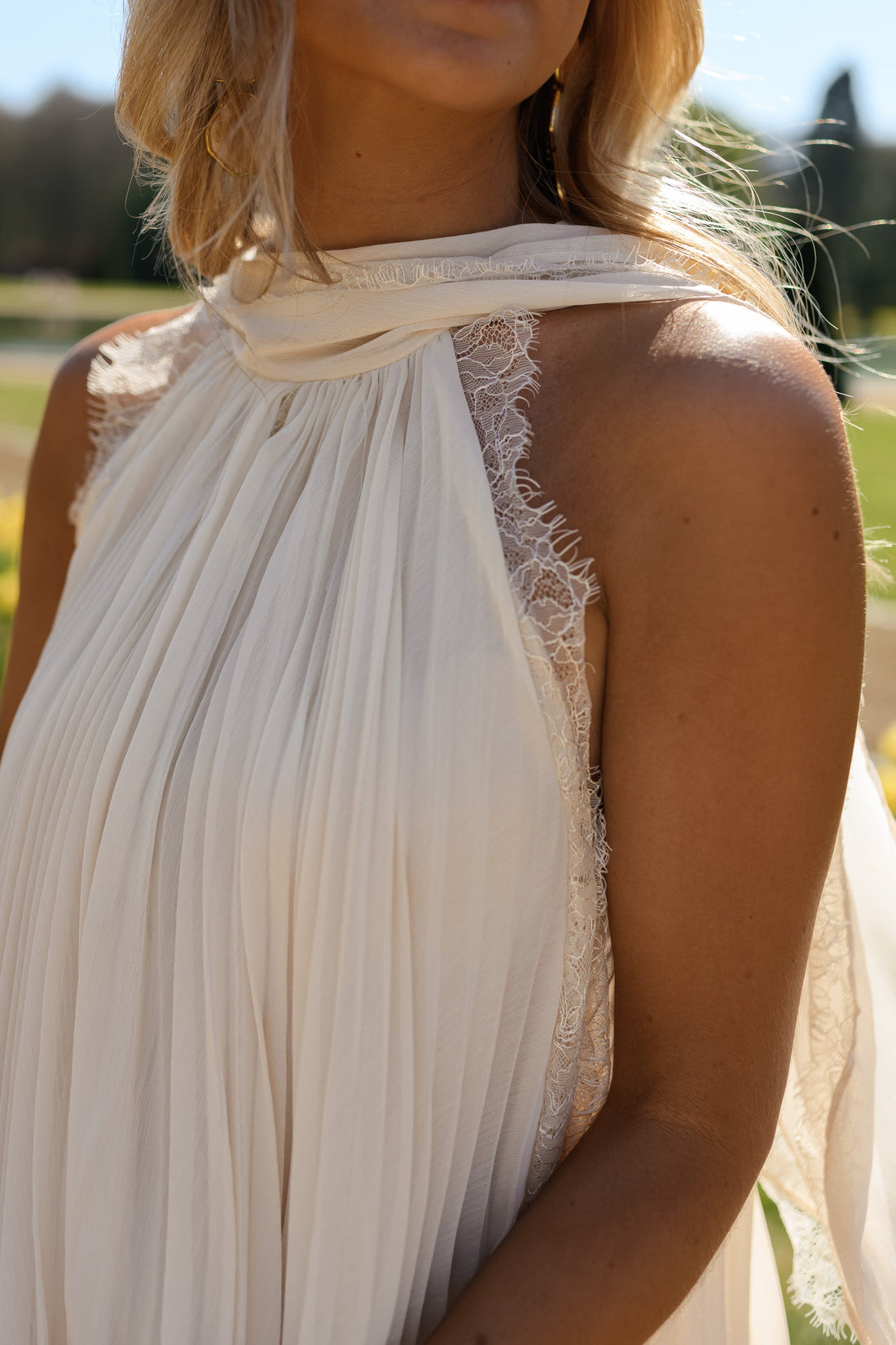 Top Nath - beige à dentelle